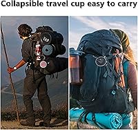 Vista 6 de Litoexpe Paquete de 4 vasos de viaje plegables de silicona portátiles con tapas, gris oscuro, rosa, azul marino y verde azulado, capacidad de 9.22