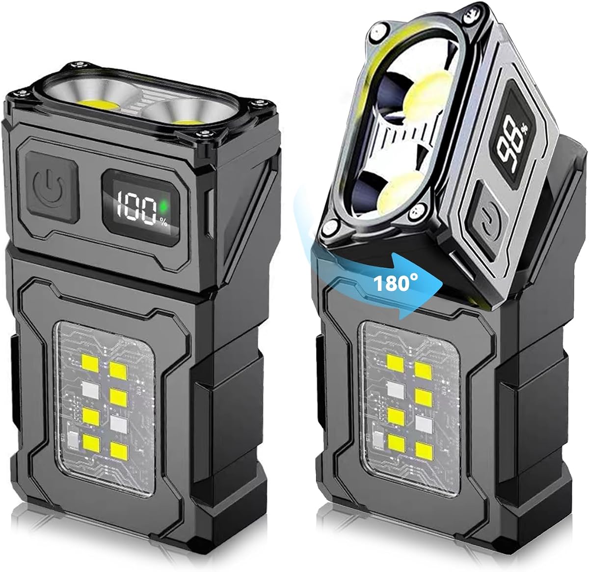 2Pack Clip On Flashlight | High Lumens, Hat Clip, Magnetic Base, USB-C Charging, Emergency, Outdoor Activities, Camping, Walking Dog