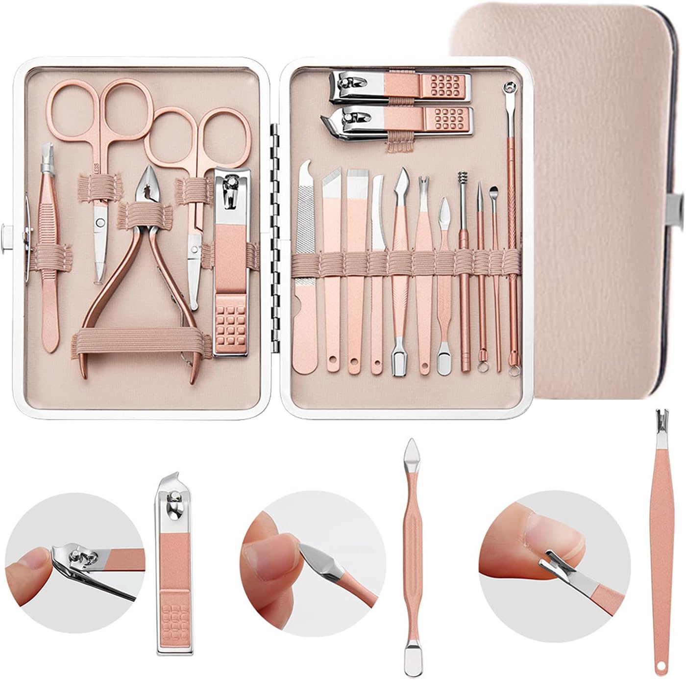 18 in 1 Manicure Kit, Professional Nail Clippers Set with Travel Case for Women Nail Kit For Pedicure & Manicure