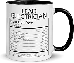 Lead Electrician Nutrition Facts Mug - Gifts for Coworker Senior Electrician Master Electrician Men Women - Birthday, Christmas, Appreciation - Nutritional Facts Coffee Cup 11oz