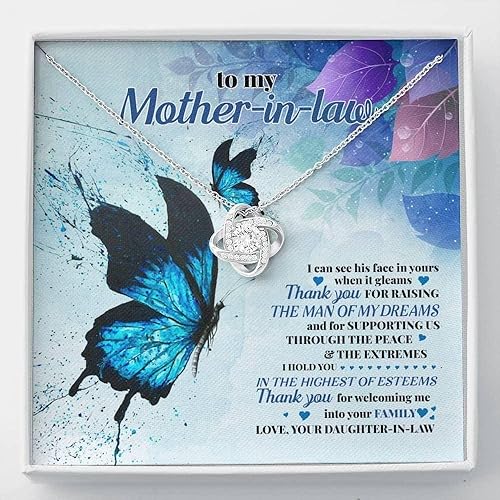 Message Card Jewelry, Handmade Necklace, Mother In Law Necklace, To My Mother-in-Law Highest Of Esteems Love Knot Necklace, Love Knot Necklaces