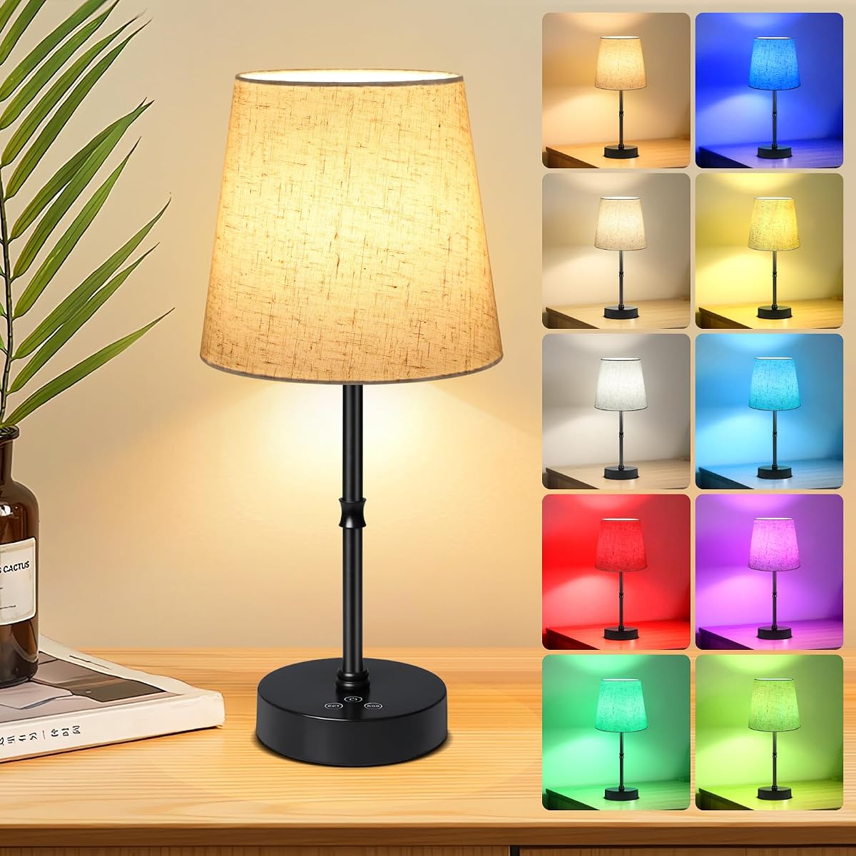 Wowag Cordless Table Lamp 5000mAh Rechargeable Battery Operated Desk Lamp 3