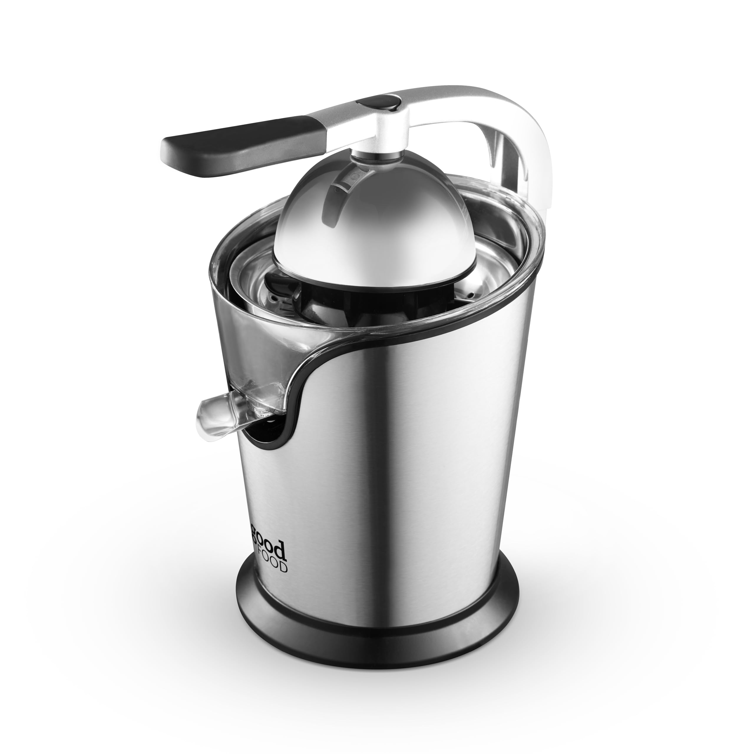 Good Food In Partnership With Tower Citrus Juicer with Dual Citrus Cones & Durasteel Precision Pulp Filter, 100W Motor, Stainless Steel, GF12016