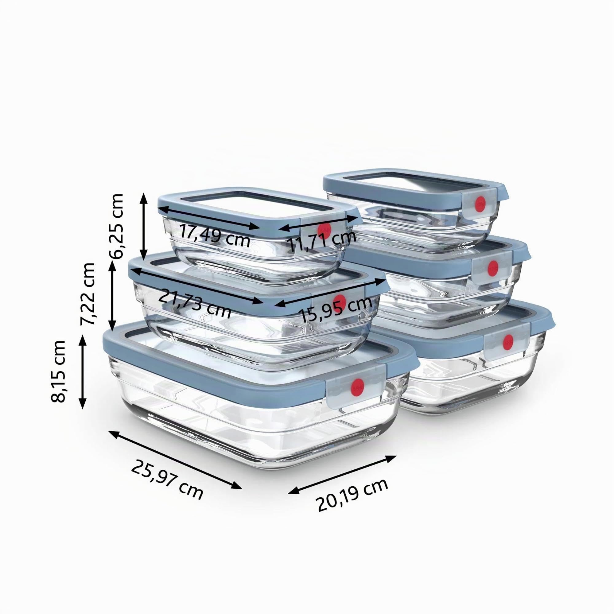 EMSA OneClick Glas Set 6-tlg. Lebensmittelaufbewahrungsboxen, Food storage