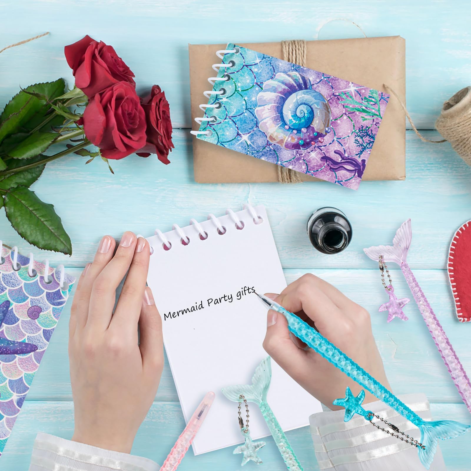78 pezzi regalo per feste a forma di sirena, festa a forma di sirena, regalo di compleanno per bambini, con braccialetti, penna neutra a spirale