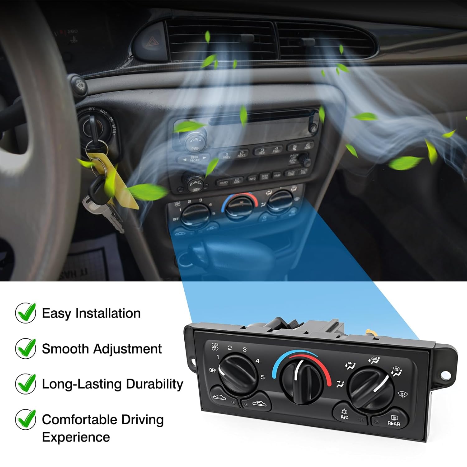 AC Heater Climate Control Module Compatible with 1997-2003 Chevy Malibu 1997-1999 Oldsmobile Cutlass 1997-1998 Oldsmobile Achieva, A/C Control Panel with Rear Window Defogger Replaces 599-213