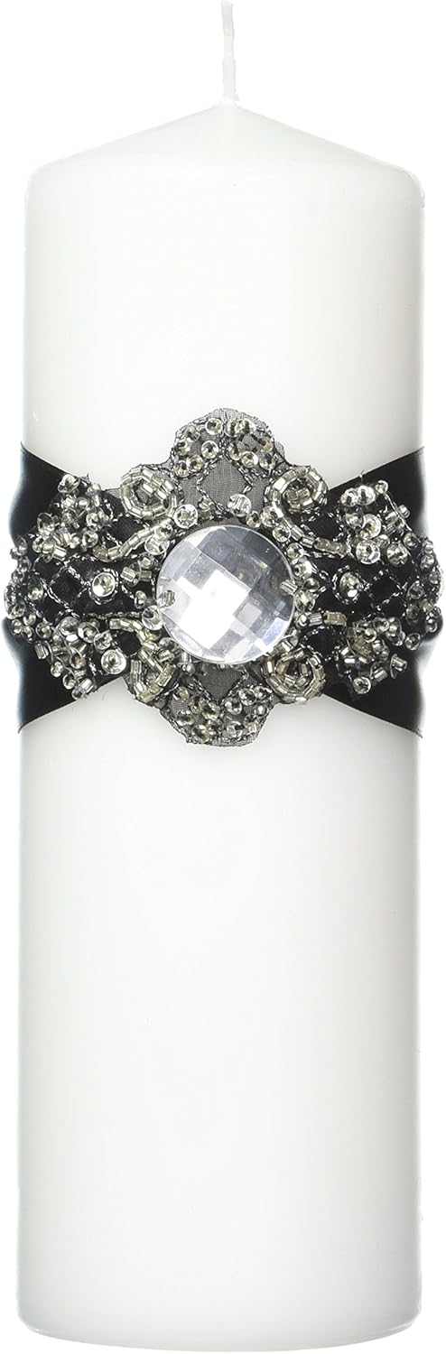 Ivy Lane Design Wedding Accessories Elizabeth Pillar Unity Candle, White and Black