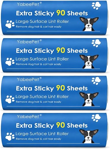 4-Pack Lint Roller Refills - 6.3 inch Width, 90 Sheets per Roll (360 Sheets Total)