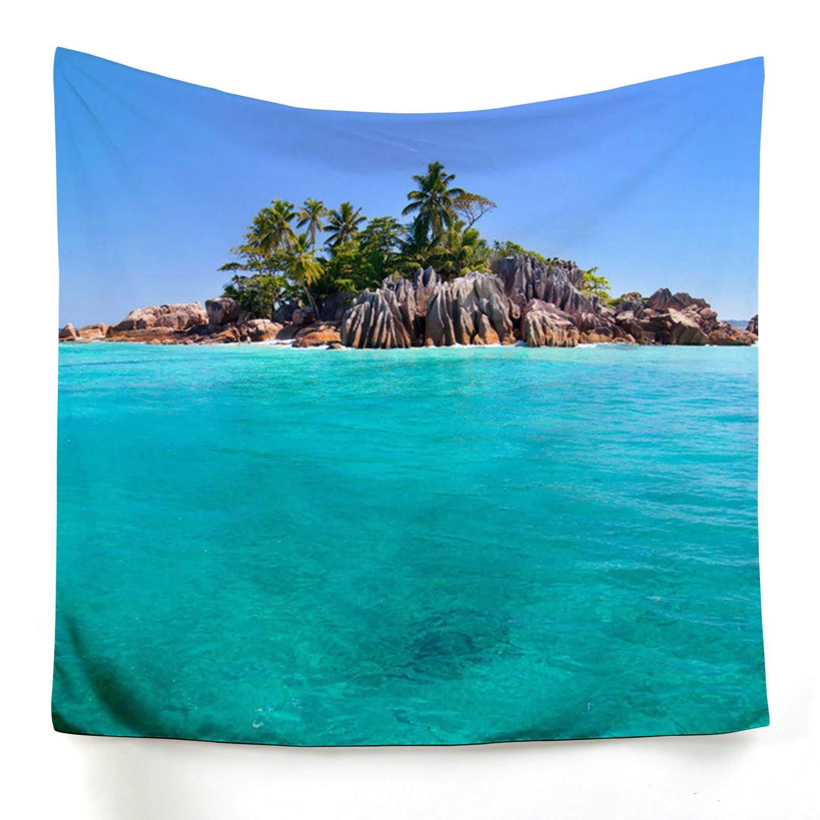 Tenture murale île verte 200x150cm pour masquer les imperfections du mur