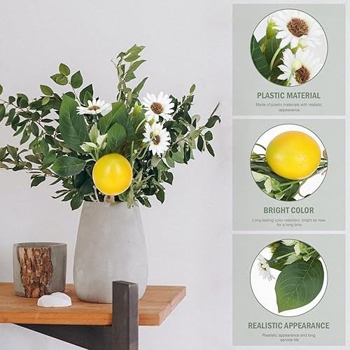 Miniatura 7 de PRETYZOOM Plantas artificiales, ramas de limón artificiales, fruta falsa accesorios de rama de limón de simulación, estilo granja, centro de mesa,