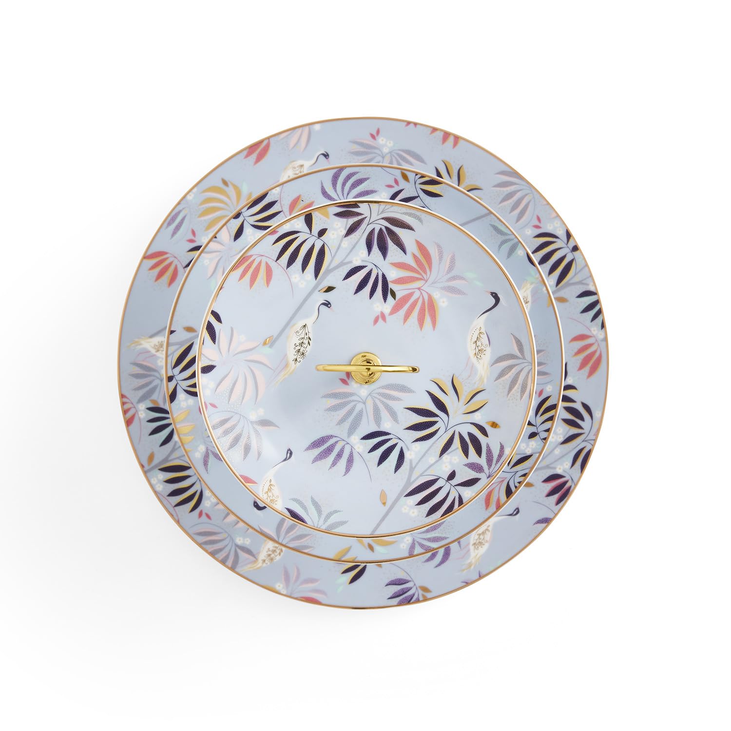Portmeirion Home & Gifts Sara Miller SMIS78963-XG Présentoir à gâteaux 3 étages Motif grue Bleu ciel
