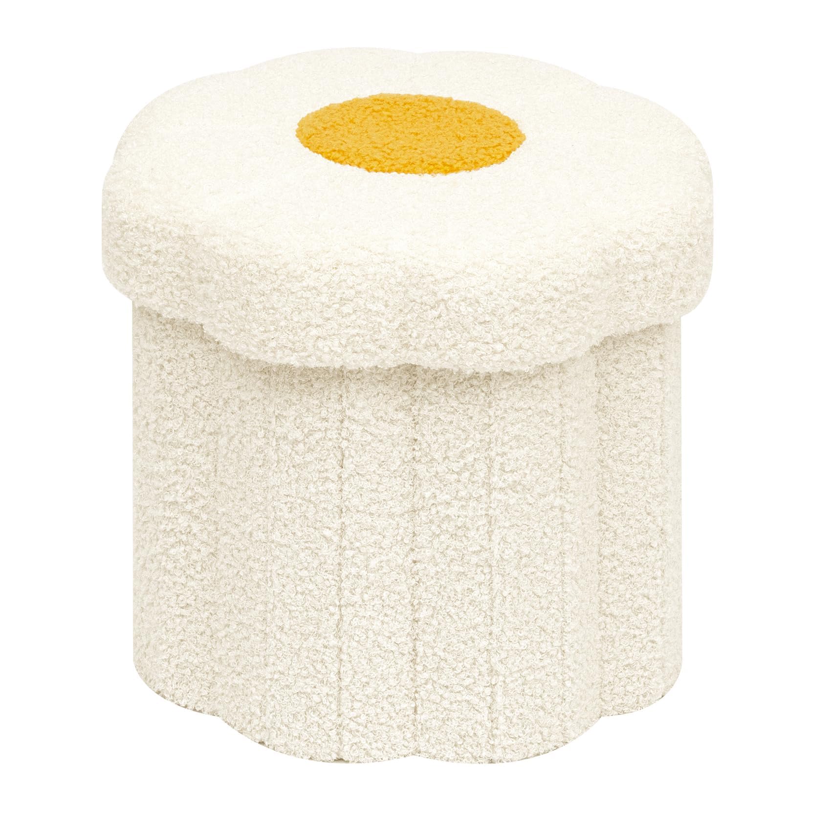 PINPLUS Small Folding Storage Ottoman with Lid, 32x32x29 cm, White