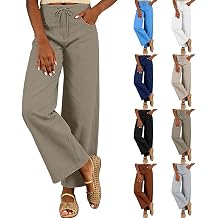 Linen Barrel Pants Women Cotton Palazzo Drawstring Balloon Pants Summer Casual Beach Boho Wide Leg Baggy Trousers