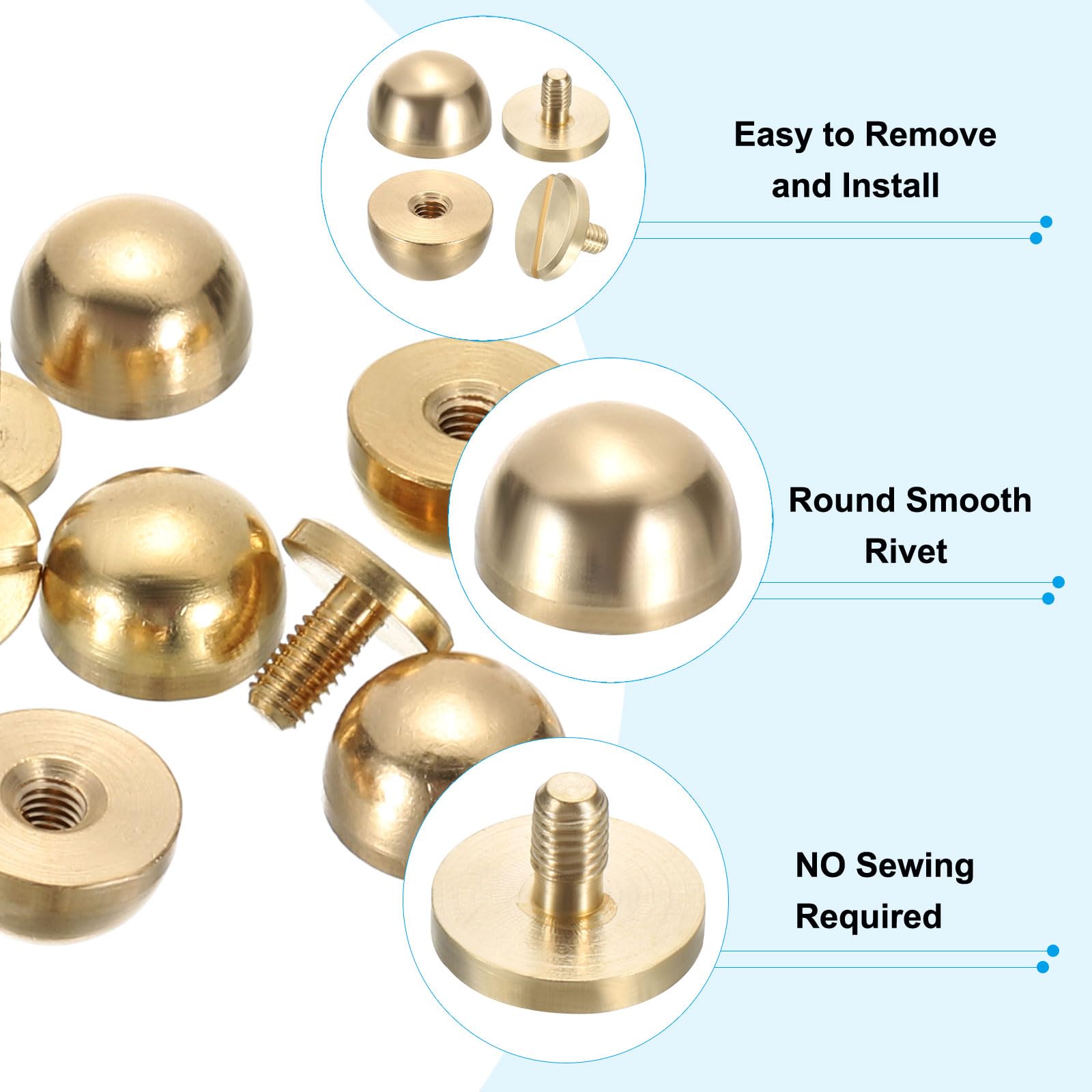 PATIKIL 8.5x10x6mm Spikes for Clothes 6 Set Metal Button Spikes with Punch & Screwdriver Screw Kit Flat Head Rivets Screw DIY Leather Barrel Studs Hardware Trim Craft - Image 3