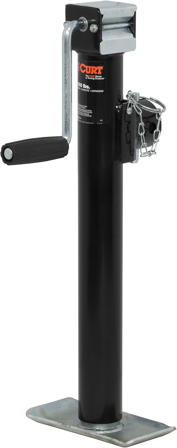 CURT 28324 Weld-On Pipe-Mount Swivel Trailer Jack, 3,000 lbs. Support Capacity, 15 Inches Vertical Travel