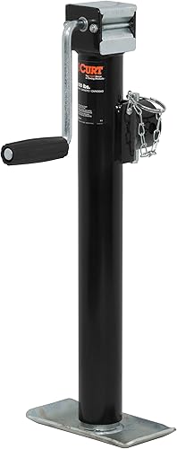 CURT 28324 Gato de remolque giratorio de montaje en tubería soldada, capacidad de soporte de 3,000 libras, desplazamiento vertical de 15 pulgadas