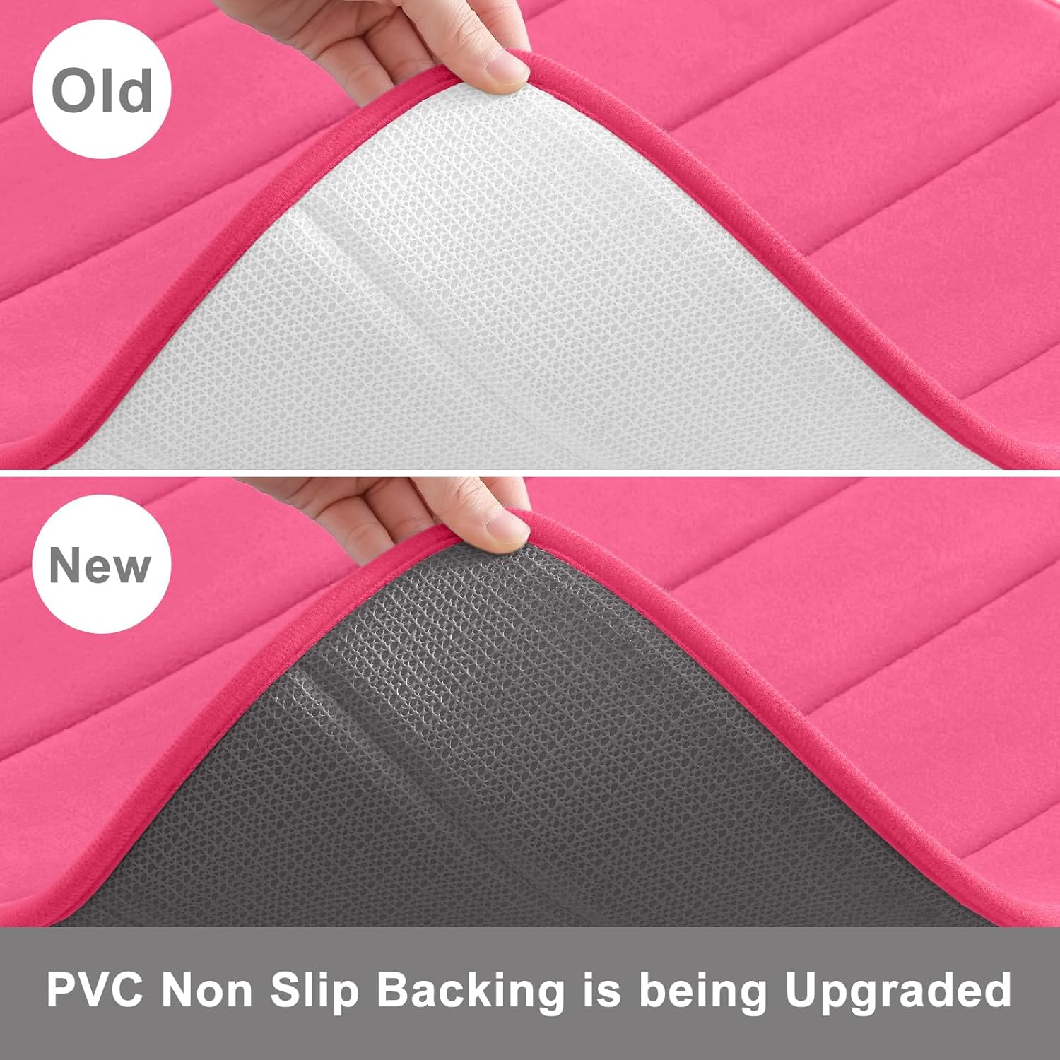 Buganda Memory Foam Bath Mat, 30" x 20", Ultra Soft and Non-Slip Bathroom Rugs, Water Absorbent and Machine Washable Bath Rug for Bathroom, Shower, and Tub, Deep Pink