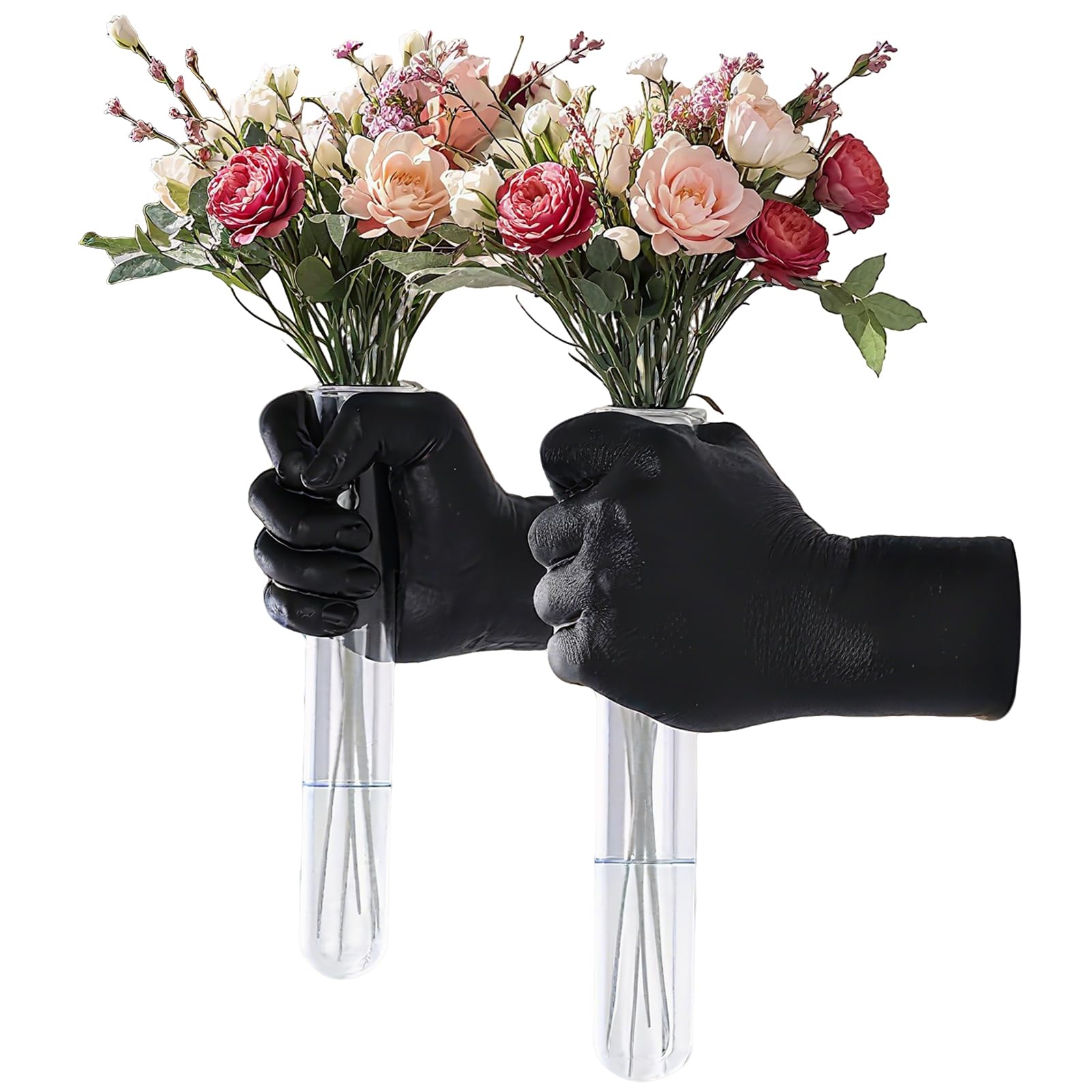 2 vasi in resina a provetta a mano, vaso da parete nero, decorazione da parete gotica e arte, decorazione gotica per camera da letto, studio e bar, porta piante e scultura per fiori