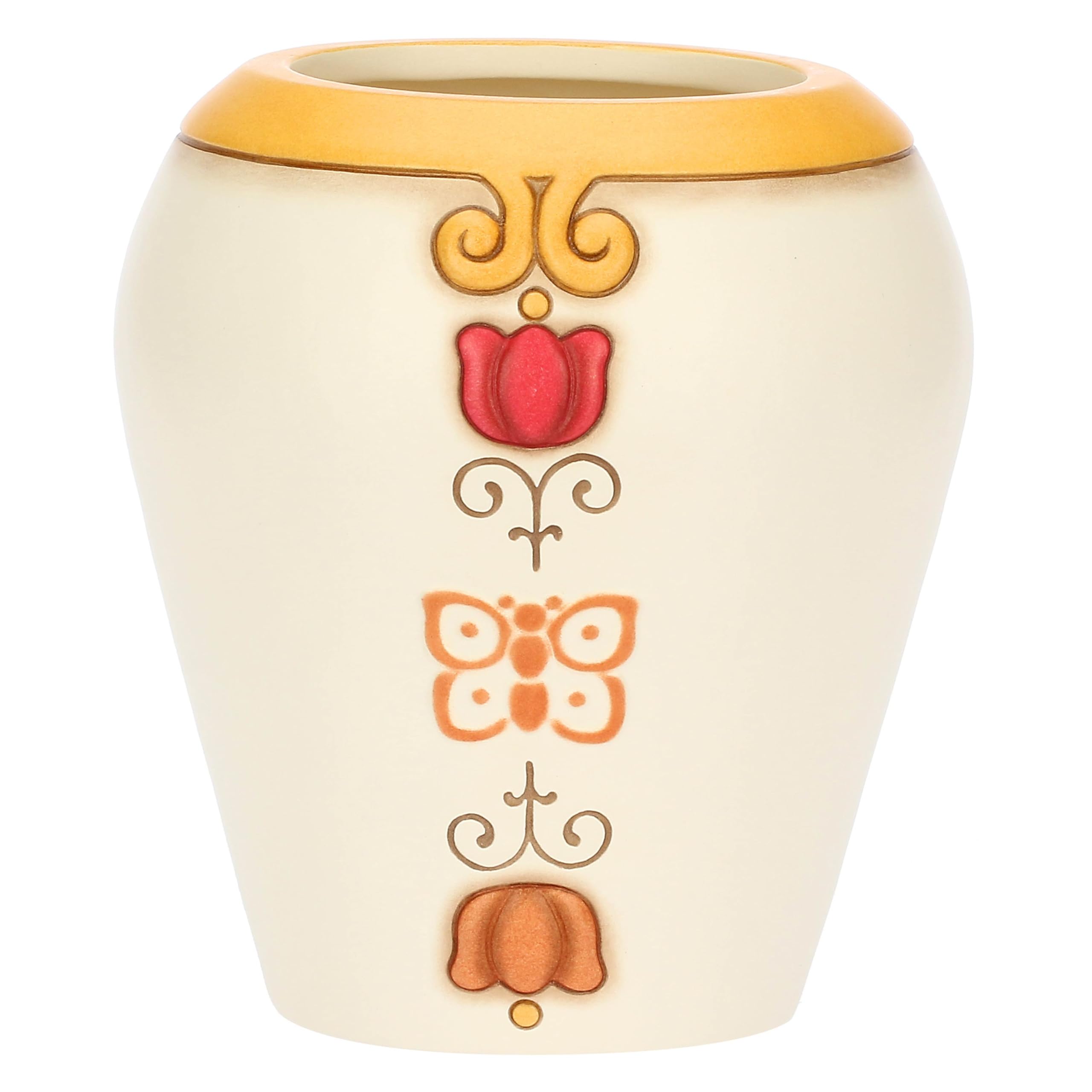 Vaso in ceramica Eolia con farfalla e fiori, medio