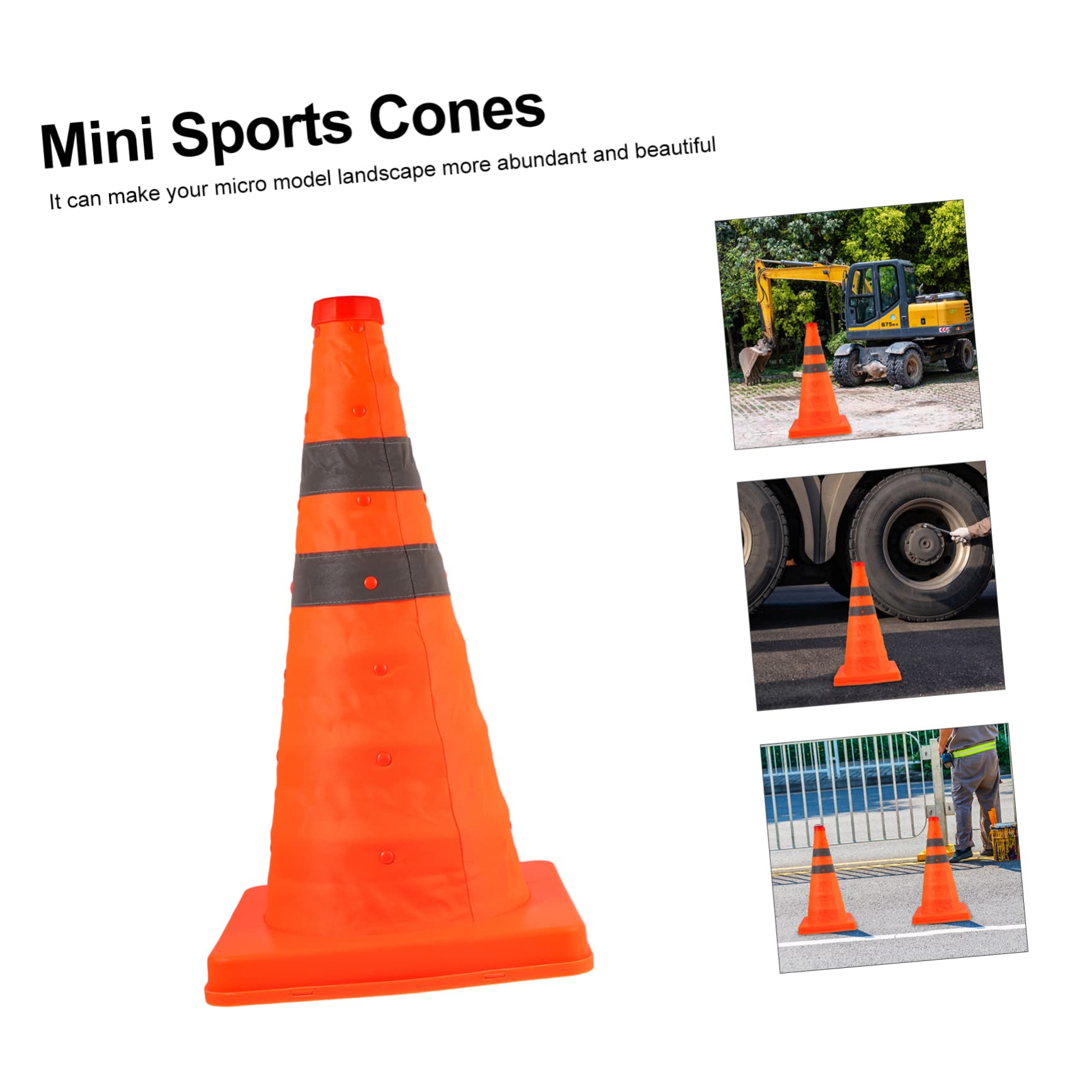 Cône de Signalisation Pliable 45cm, Lot 2, PP, Orange Noir | Réfléchissant, Réutilisable, Tenue, pour Parking, Panne, Autoroute, Sport
