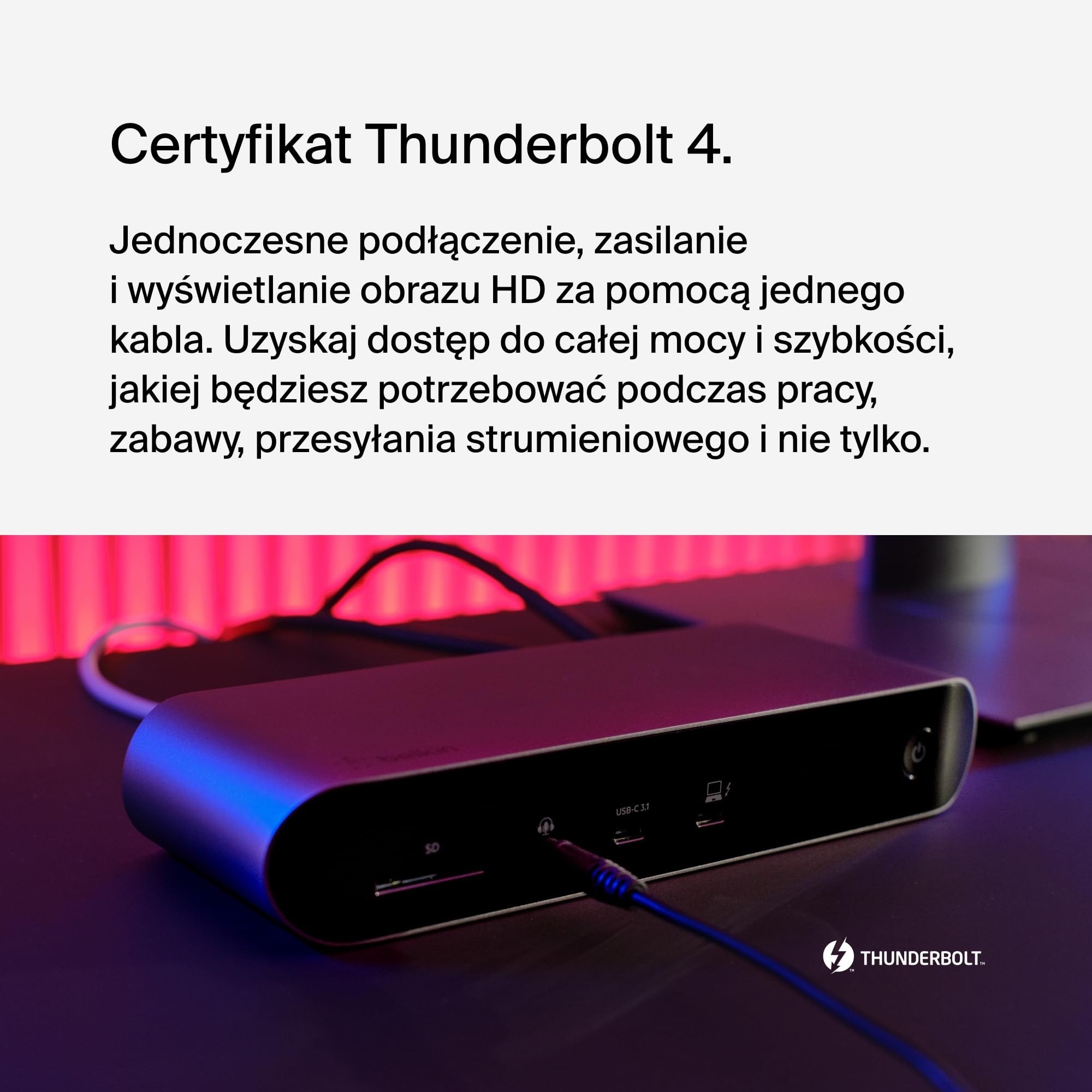 Belkin Thunderbolt 4 Dock Pro, odpowiedni dla 1 monitora (8K @ 60Hz) lub 2 monitorów (4K), 2 porty Thunderbolt 4, 2 porty HDMI, 90W PD, wejście/wyjście audio, w tym MacBook Pro i XPS, Szary