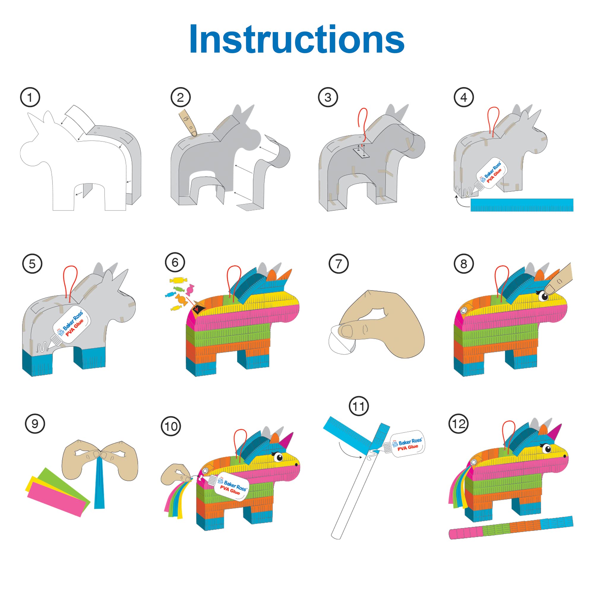 Baker Ross FX904 Rainbow Unicorn Pinata Kit - Pinata Game and Decoration for Kids Parties - Image 6