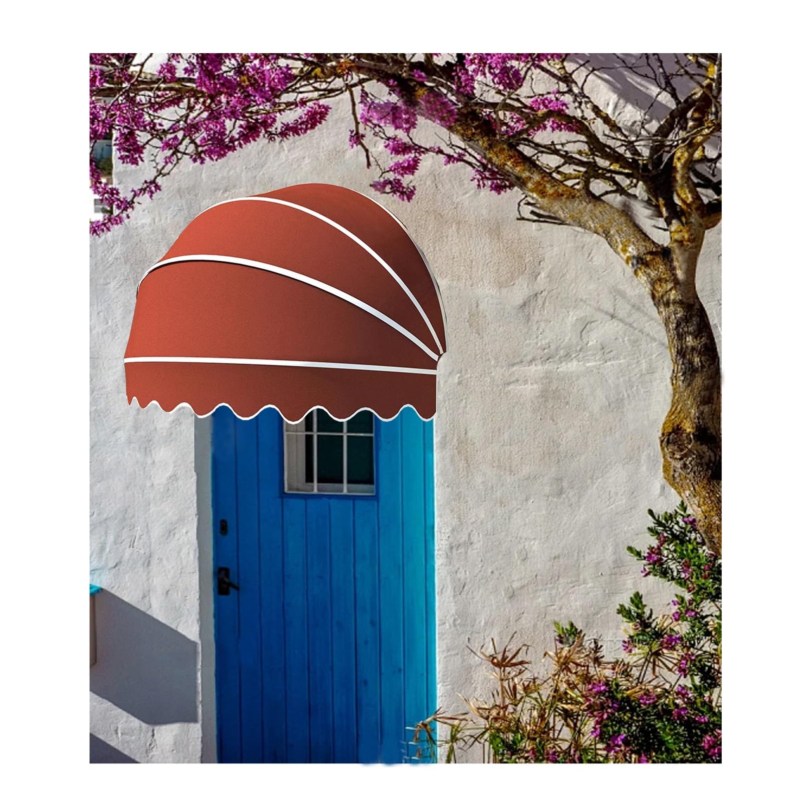 GJZQDKX Outdoor Door Window Awning Canopy French Style Collapsible Dome Design Anti UV Canvas Material Ideal for Patio and Cafes Decoration 47.24in Diameter