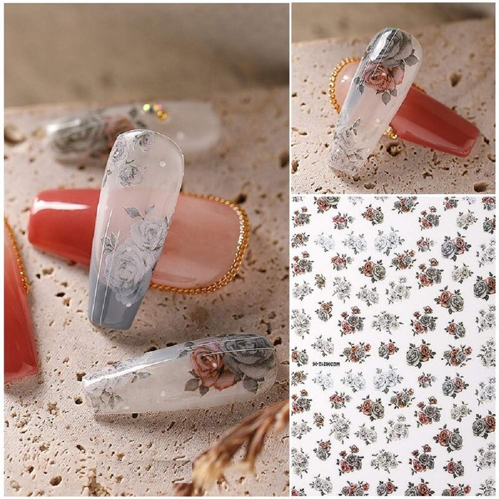 1 Hoja de Pegatinas 3D de Angel Nail Art, calcomanías de uñas de Flores Vintage para manicura, diseño Floral DIY (WG191010-15), 7,810,1 cm (Wg200312)