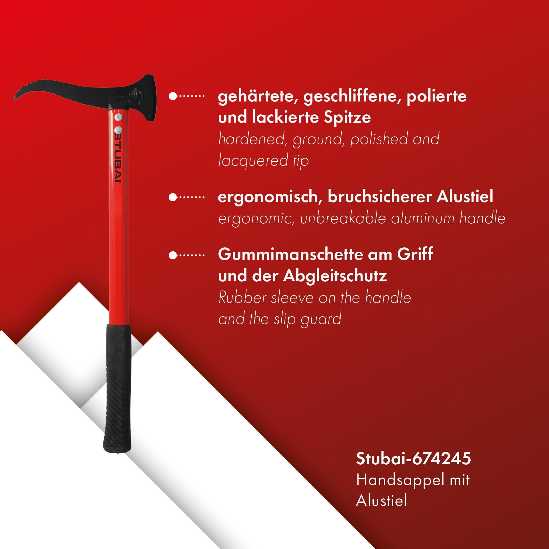 STUBAI 674245 Appel Manuel avec Coupe/Manche en Aluminium Droit 550 mm Noir/Rouge 28 x 13 x 13 cm