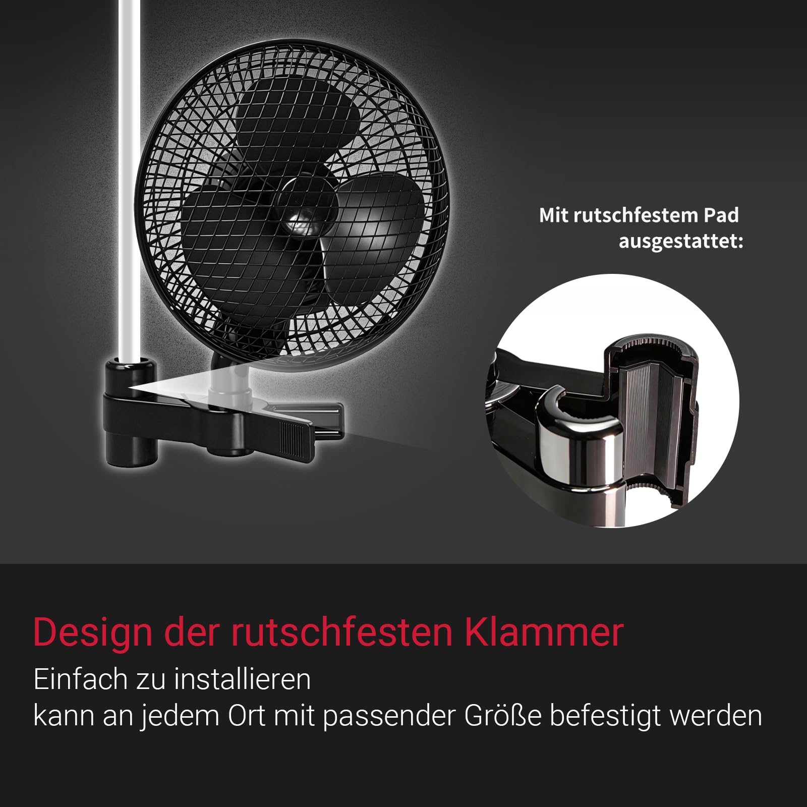 Grow Ventilator Oszillierend Mehrstufige Lüftergeschwindigkeit Clip Ventilator Timer Lüfter 20W Clip Fan für Indoor Growzelt Pflanzenzucht Büro Schlafzimmer Küche