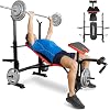 OppsDecor 330lbs Weight Bench Set Adjustable Olympic Incline Bench Press Set Folding Multifunction Full-Body Workout Bench with Barbell Rack & Squat Rack for Home Gym