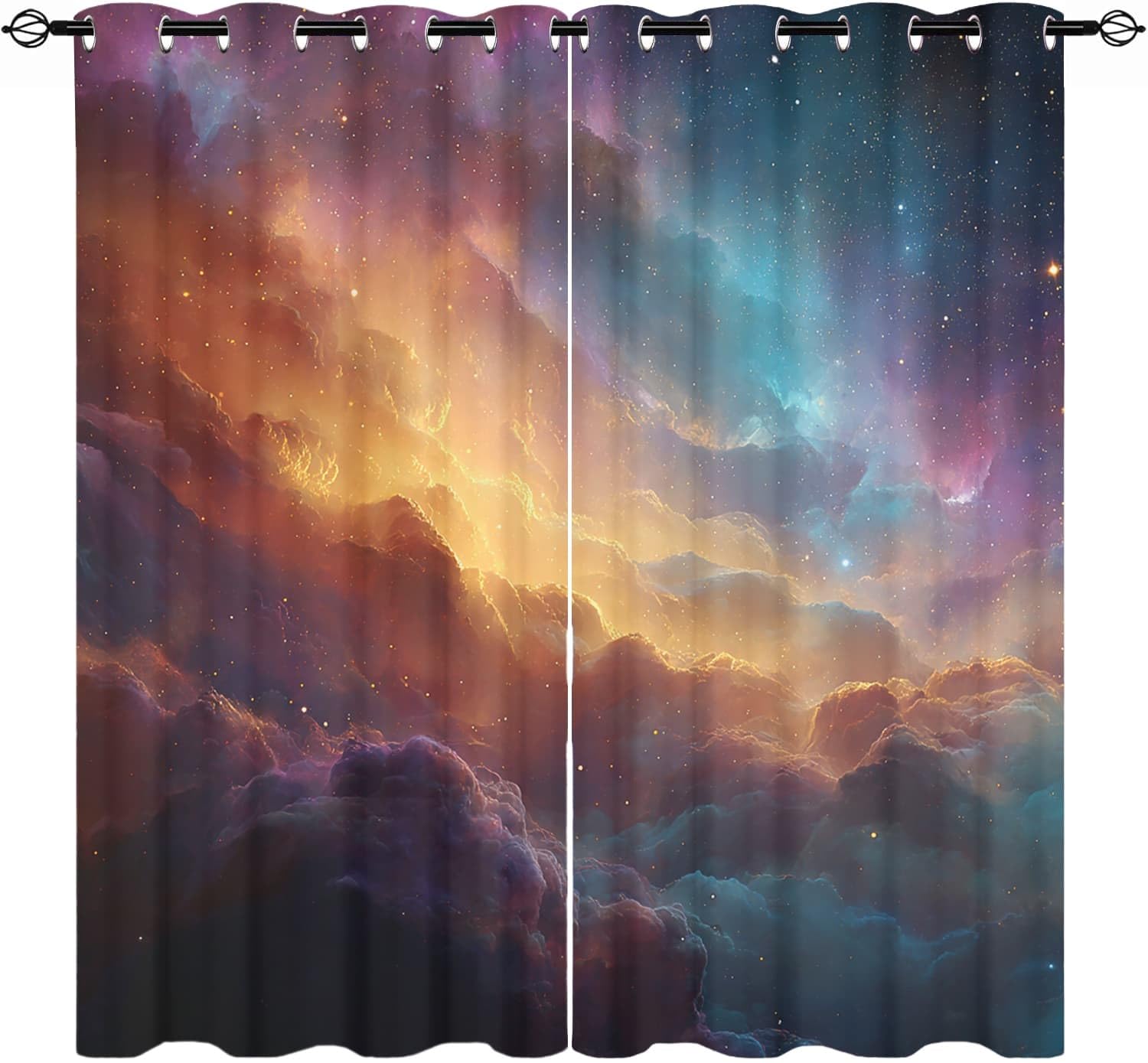 Rideaux occultants de chambre motif nébuleuse pour dormir dans une obscurité douce et totale
