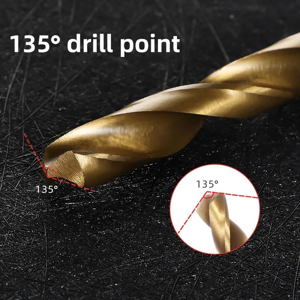 13pcs M35 cobalto Twist Drill Bit Set Round Shank Legno Trapano, Oro, 13pcs