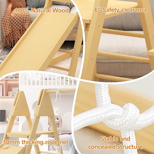 Miniatura 5 de Juguetes de escalada para niños pequeños, juegos de madera para interiores, juguetes Montessori XL de madera para escalar, ángulo ajustable con 2