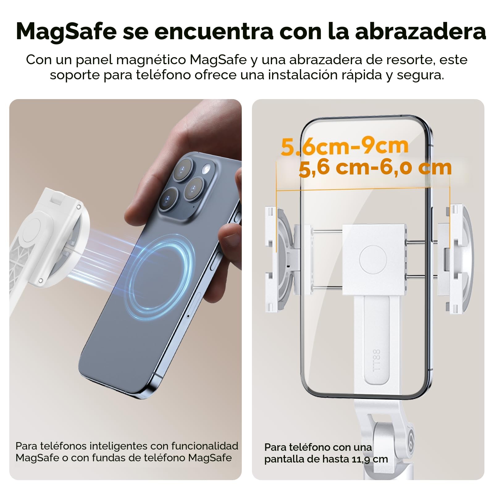 ULANZI TT88 145 cm Overhead Selfie Stick, Multifuncional magnético y de sujeción 2 en 1, Palo Selfie Trípode Blanco para Móvil y Cámara con Control Remoto