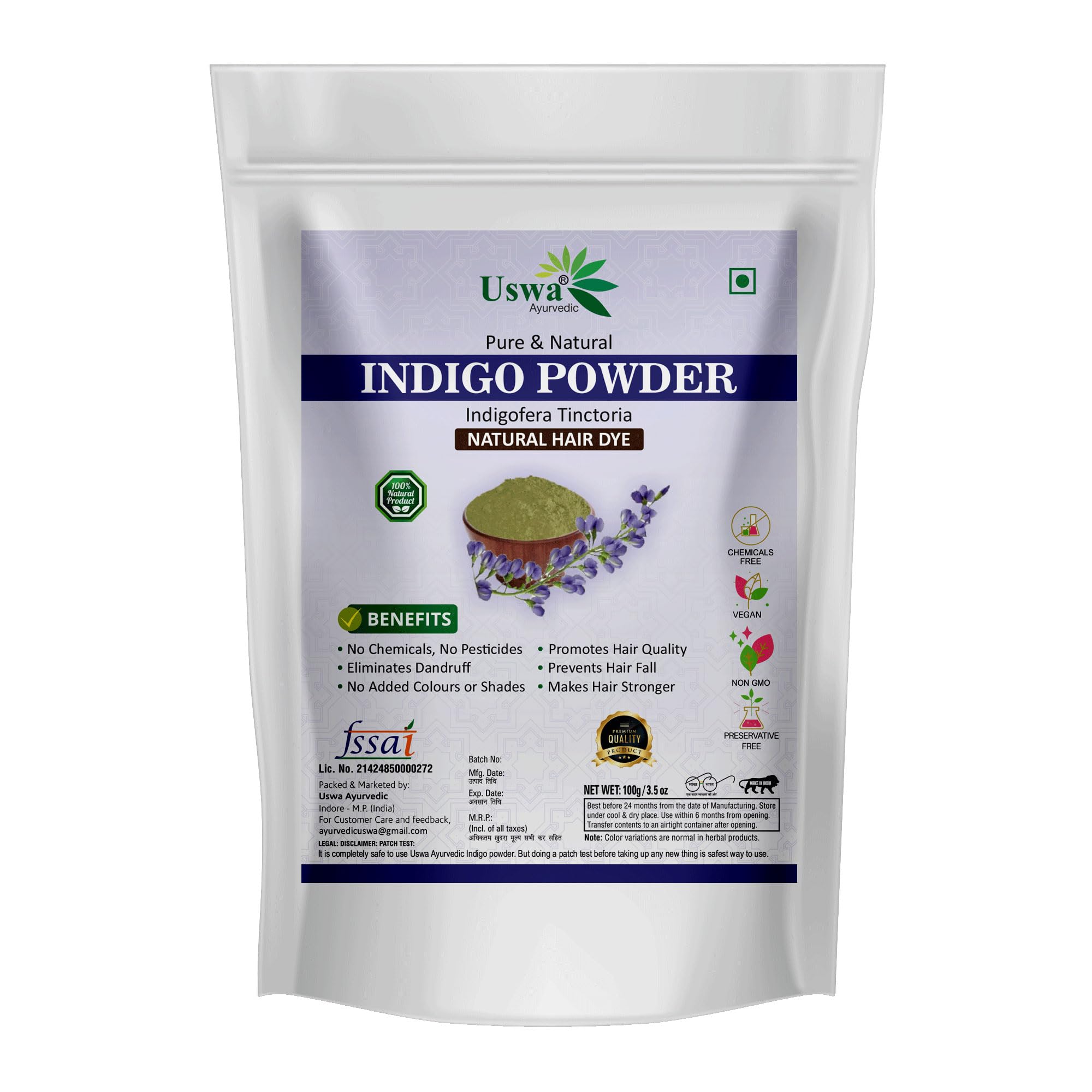 Natural Indigo Powder | 100gm | Indigofera Tinctoria/Avuri Akulu Powder | for Hair Colour-picture-33