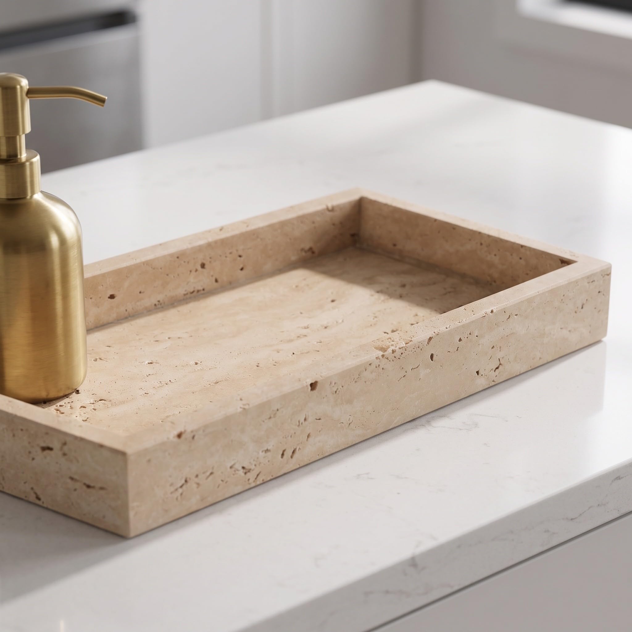 EXCEART Vassoio Marmo Rettangolare 9,8x4,7 Pollici per Bagno e Cucina