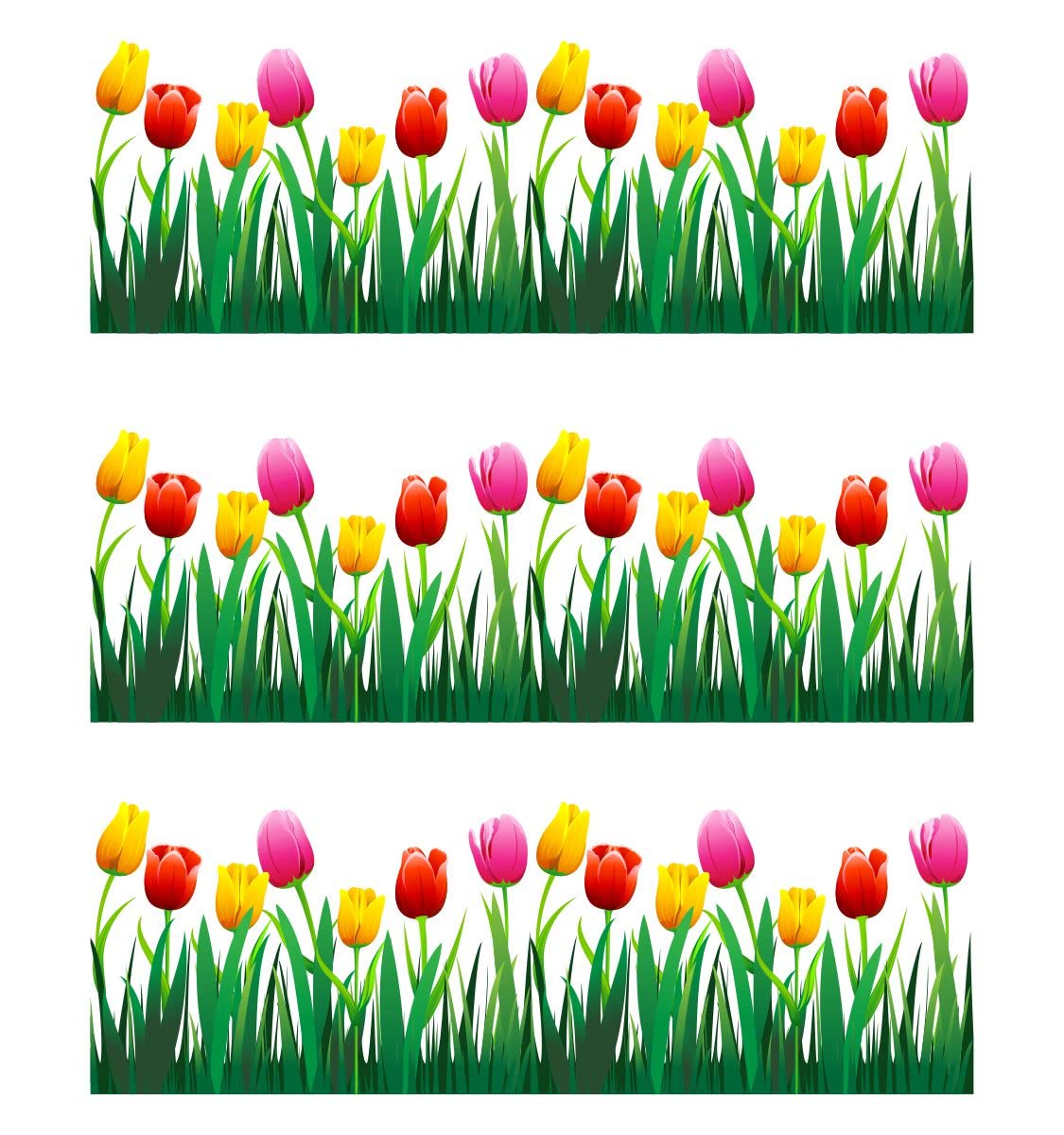 Decor Kraft Tulip Fllower Borders Wall Sticker & Decal,Size- 58 Cm X 44 Cm,Nature-image-46