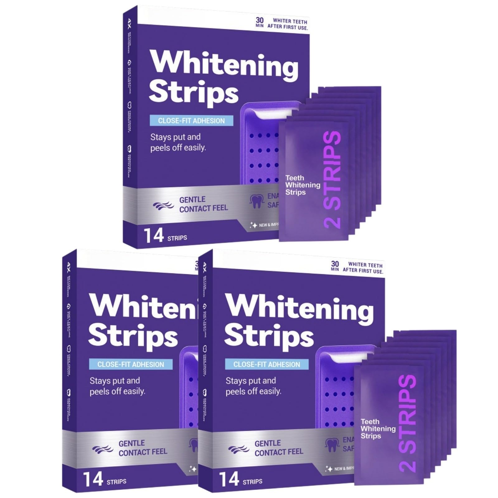 PURPLE WHITENING STRIPS Streifen zum Schutz der Zähne und zur Beseitigung von Flecken Teeth Whitening Strips