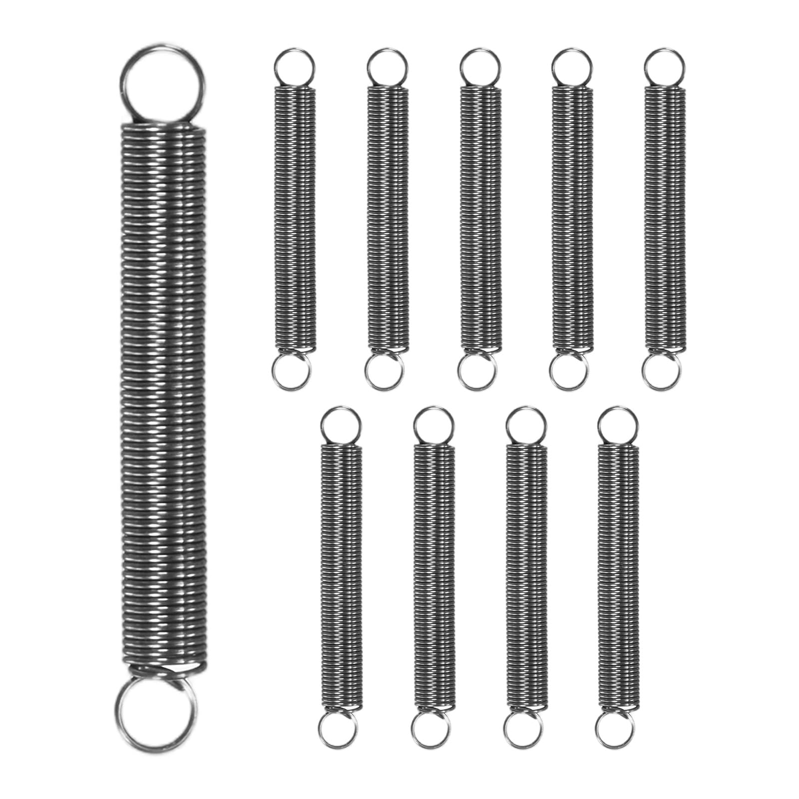 M METERXITY 10-Pack Extension Springs, 25mm Length 3mm OD 304 Stainless Steel Dual Hook Tension Spring for DIY/Garden Tool/Mechanical Repair Replacement [Silver Tone, 0.3mm Wire Size]