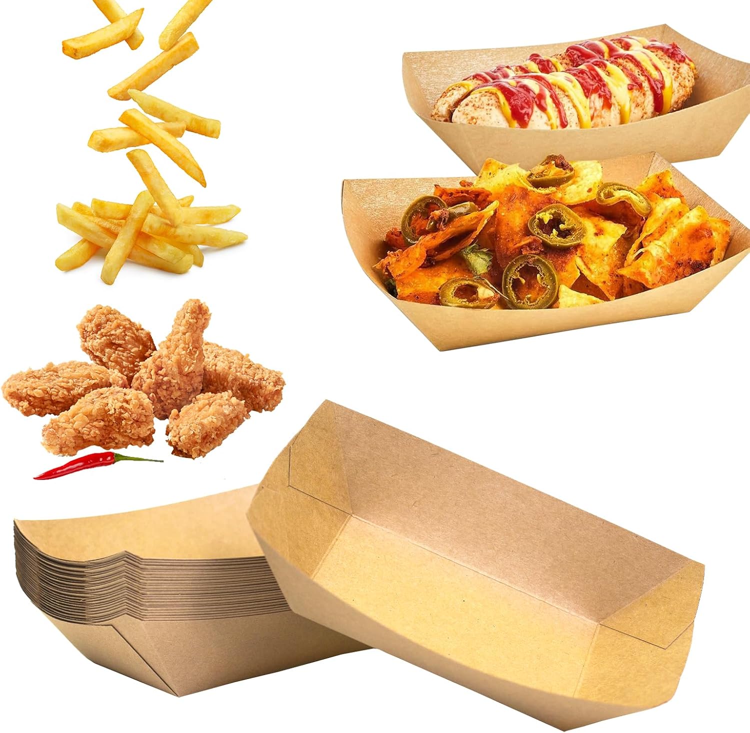 BIOZOYG 500 Stück Snackschalen Einwegschalen Holzschiffchen 170mm BIOZOYG 500 Stück Snackschalen Einwegschalen Holzschiffchen 170mm