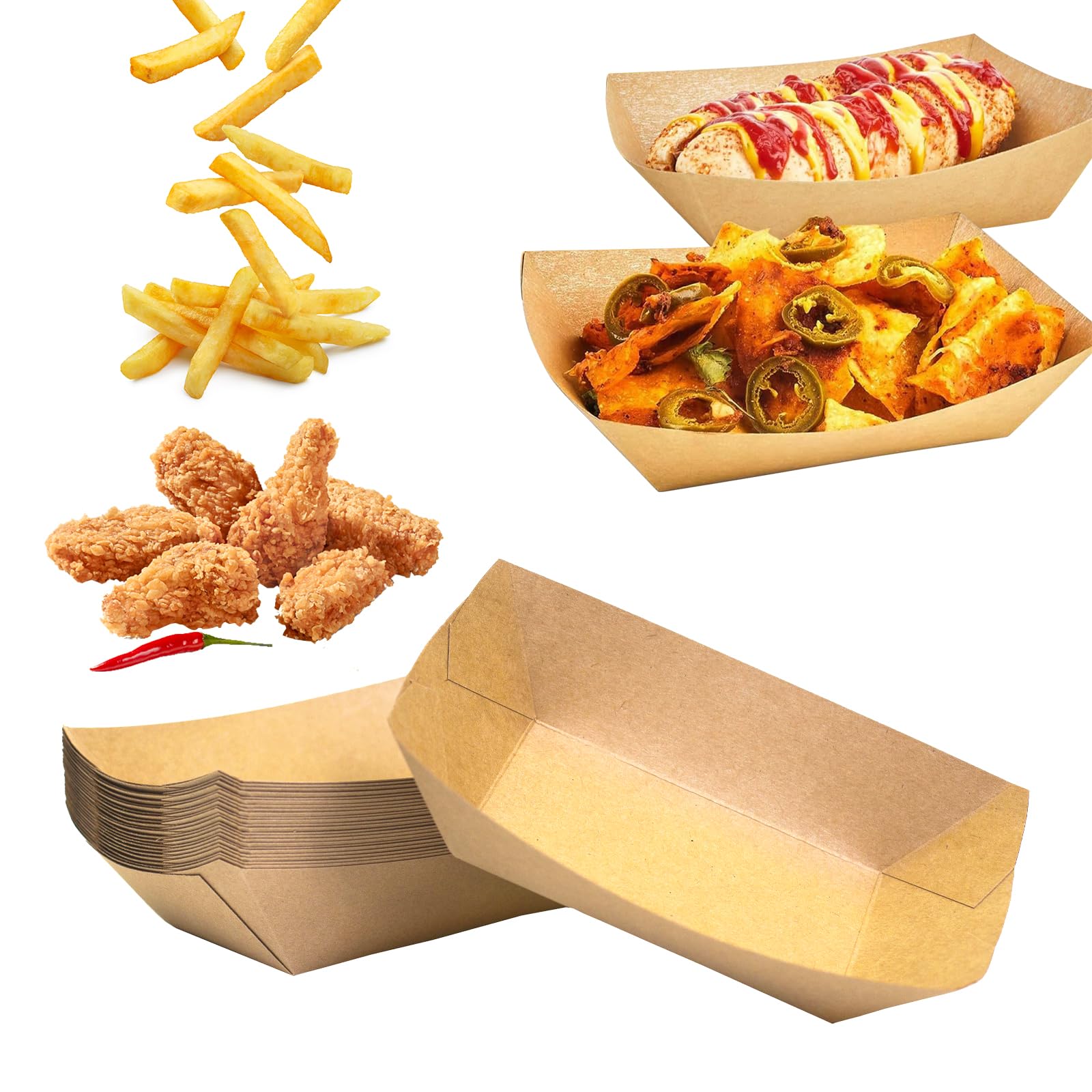 Vassoi In Cartone Per Finger Food - 80 Pezzi, Forma Barchetta, Ideale Per Feste, Picnic E Snack - Foto 4