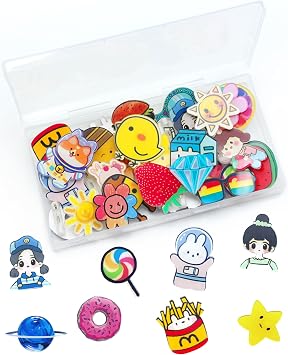 40 Pcs Acrylic Pins Bulk Decoration Cute Cartoon Pins Lapel Pin Set Locking Pins Backs Brooch Badge Bar Pins for Backpack Bags Clothing Jackets Hats Caps DIY Crafts40 Assorted Styles