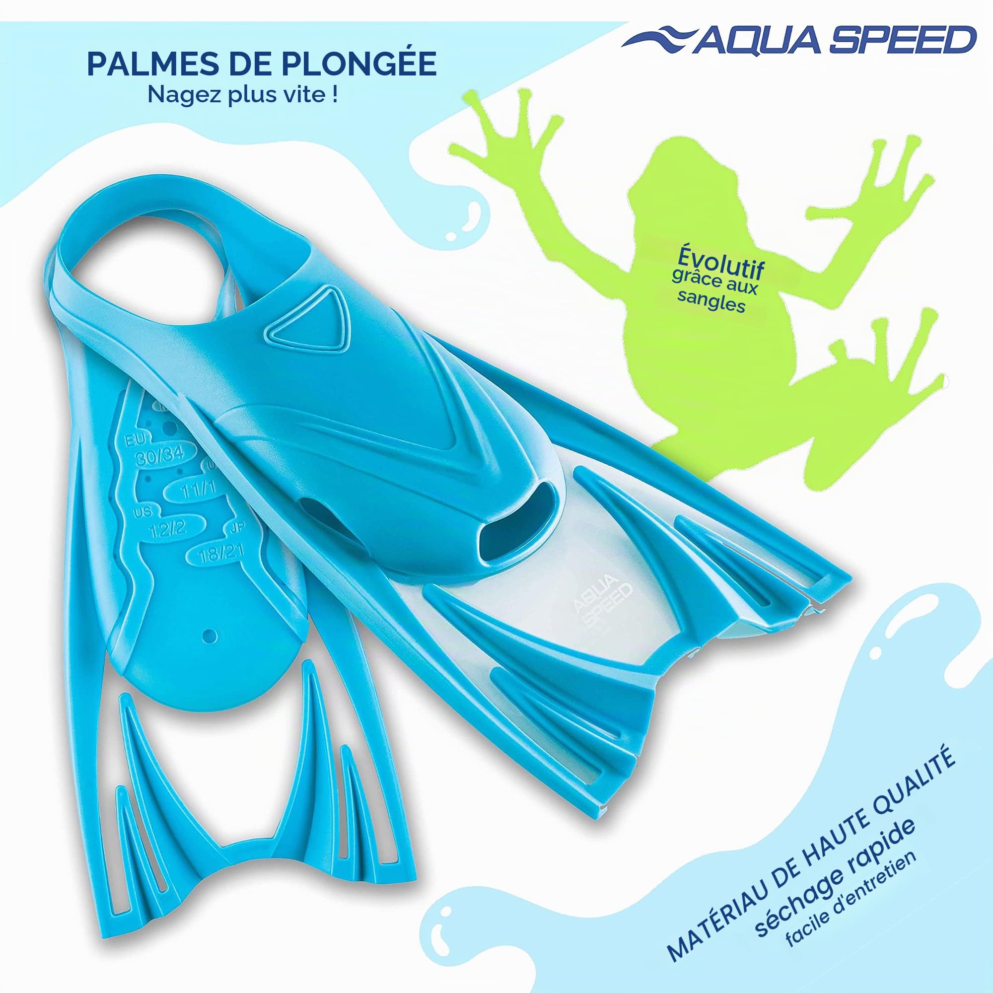 Aqua Speed Frog Palmes Courtes pour Enfants | Filles | garçons | Palmes d'entraînement | entraînement de Natation | Palmes de plongée