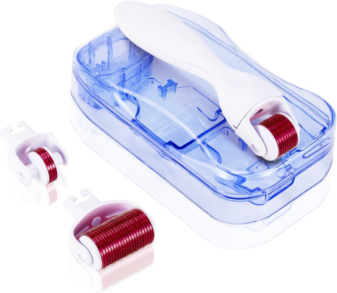 ZITFRI 4-in-1 Derma Roller Kit with Medical Grade Stainless Steel Needles 300/720 / 1200 Count in 0.5mm 1.0mm & 1.5mm for Eyes Face Neck Skins