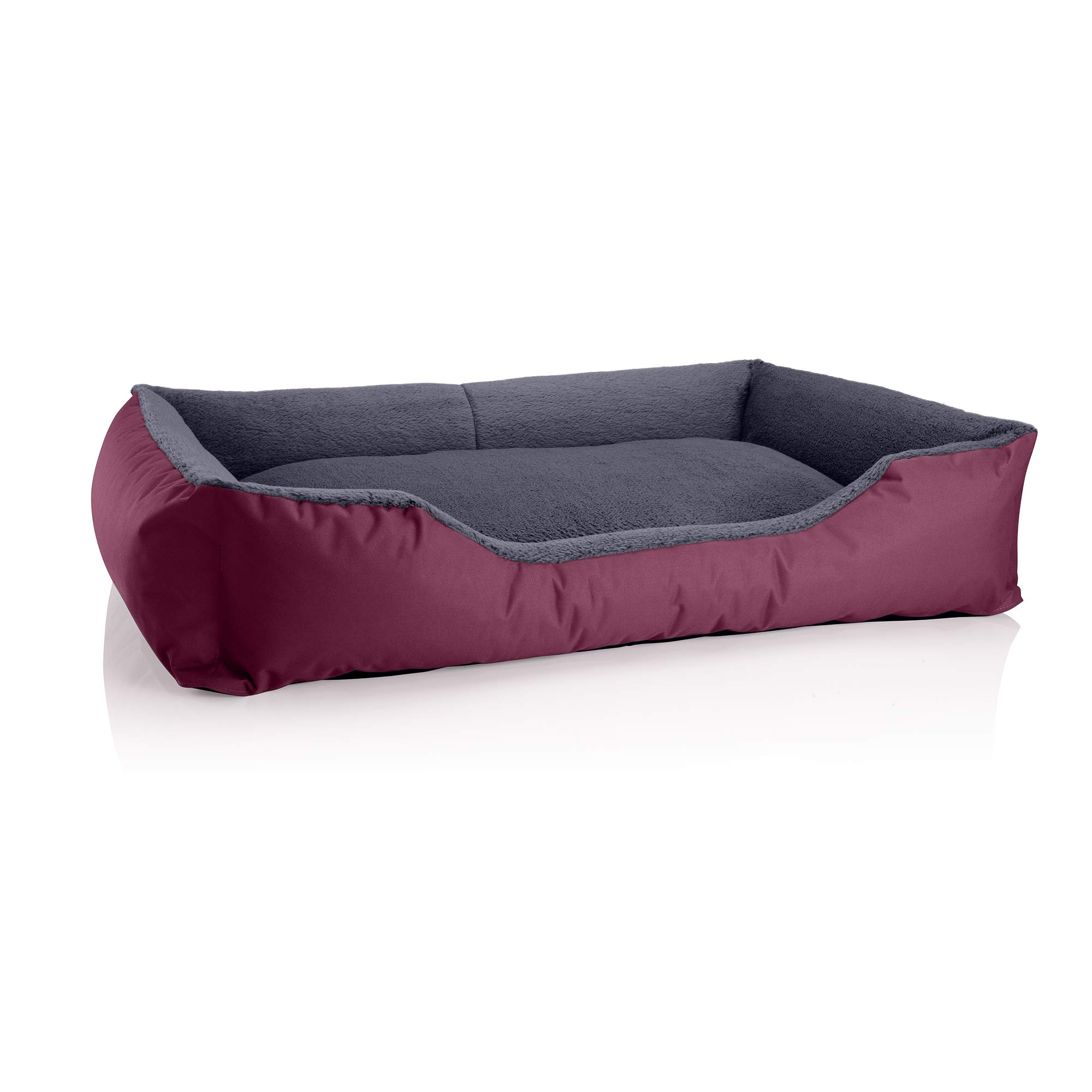 BedDog® Letto per Cane/Gatto Cuccia Teddy S Fino a XXXL, 14 Colori a Scelta, Cuscino per Cane, Divano per Cane, Cestino per Cane, Misura XXL, Bordeaux/Grigio