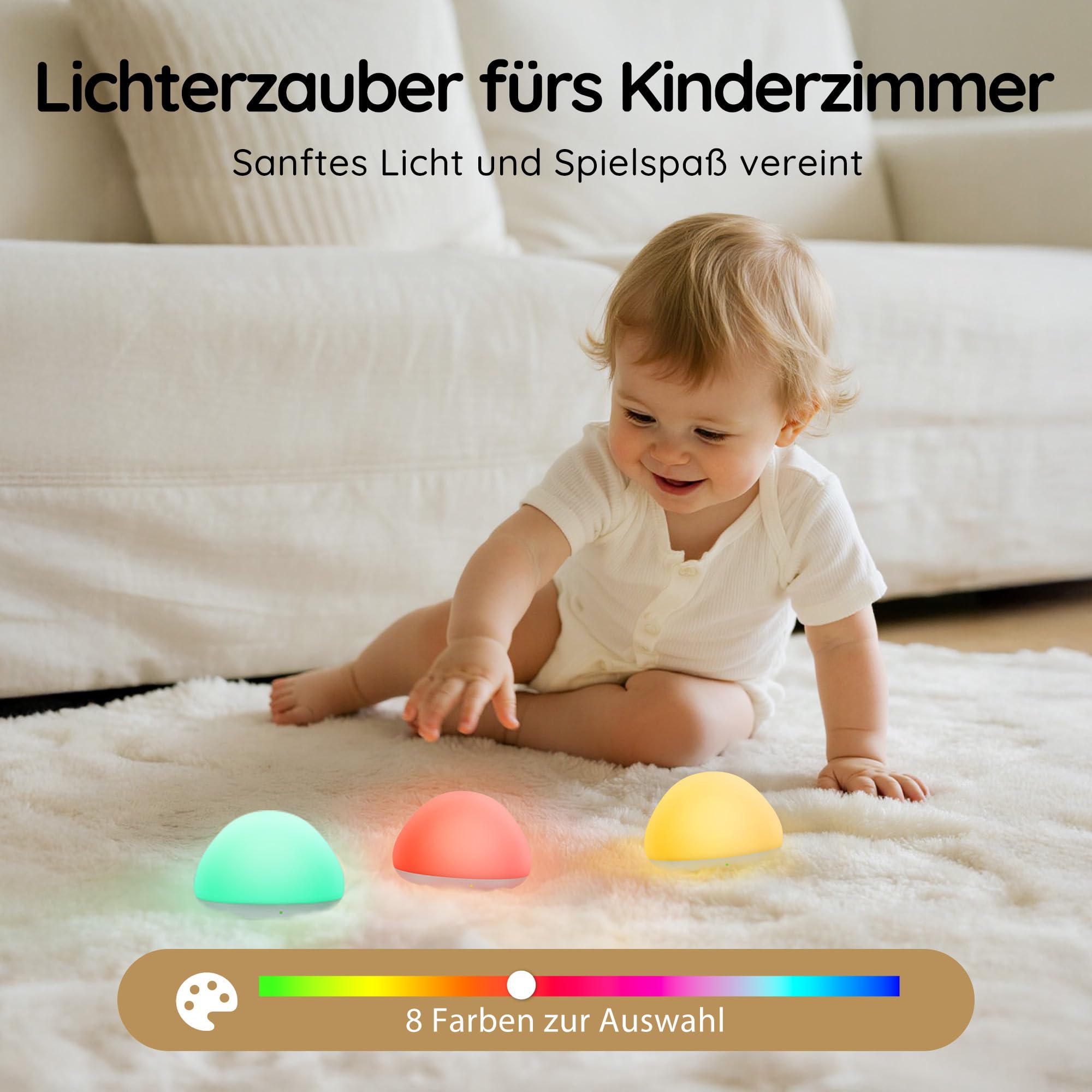 Nachtlicht Kinder, RGB Silikon Stilllicht Nachttischlampe, USB Wiederaufladbar, Mit Timer Dimmbar Touch Kinderbett Nachtlicht, Kinder Schlafzimmer Dekor Kinder Geschenke