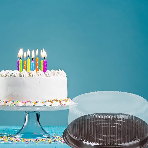 Miniatura 9 de DOITOOL Paquete de 10 recipientes desechables de plástico para pasteles con tapas, soportes redondos para tartas para transporte, soporte