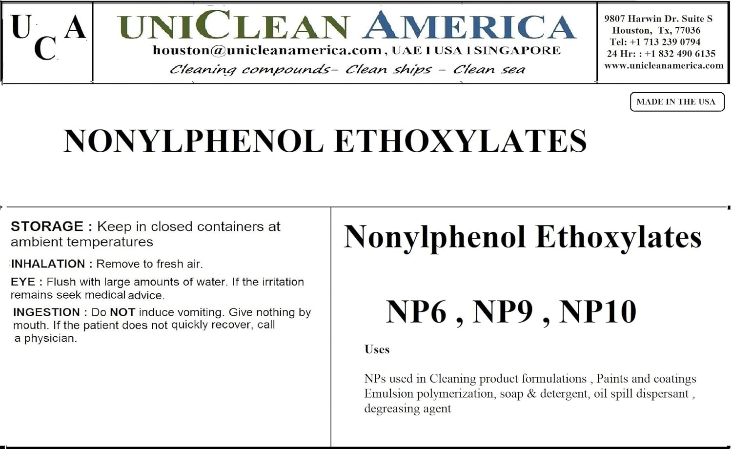 Nonylphenol Ethoxylates NP6 / NP9 / NP10 SURFACTANT (NP10 128 FL OZ) Industrial