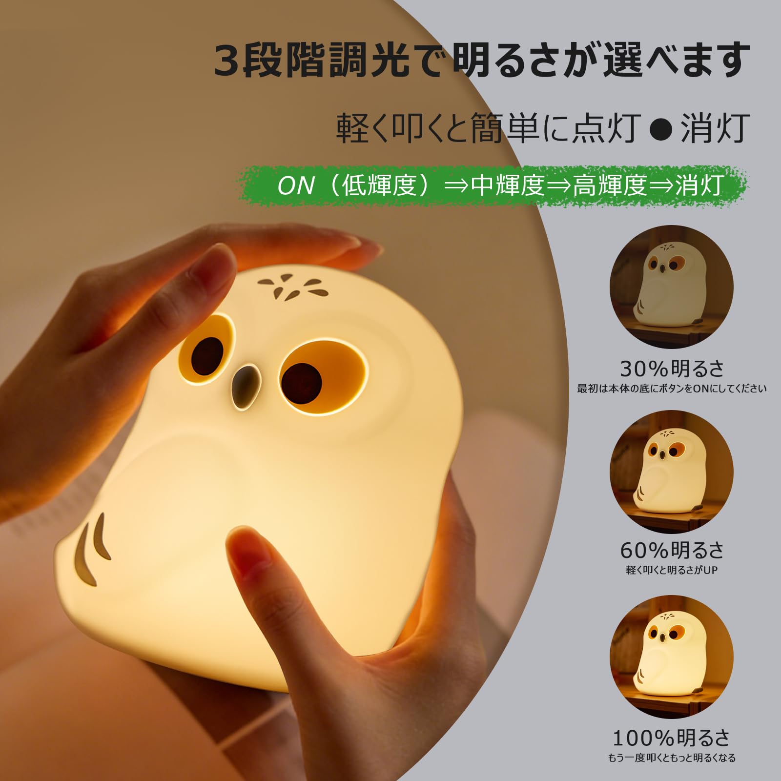 Amazon.co.jp : YzzYzz ふくろう型 ナイトライト LED シリコン Type-C